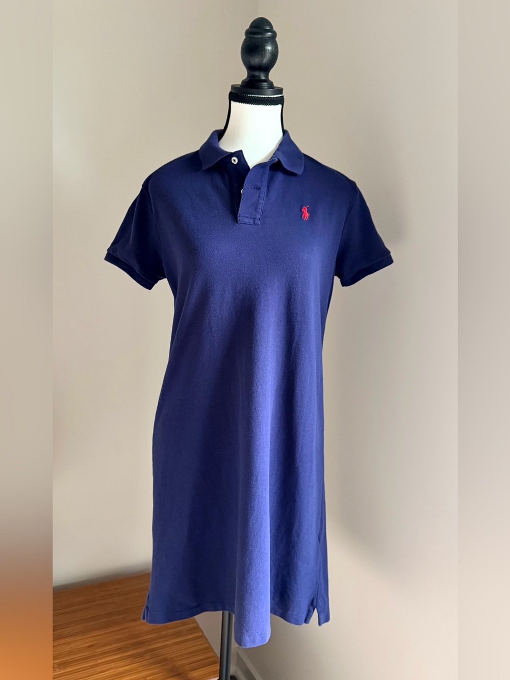 Polo Ralph Lauren Navy Cotton Mesh Polo Dress Red Pony Logo Size Medium